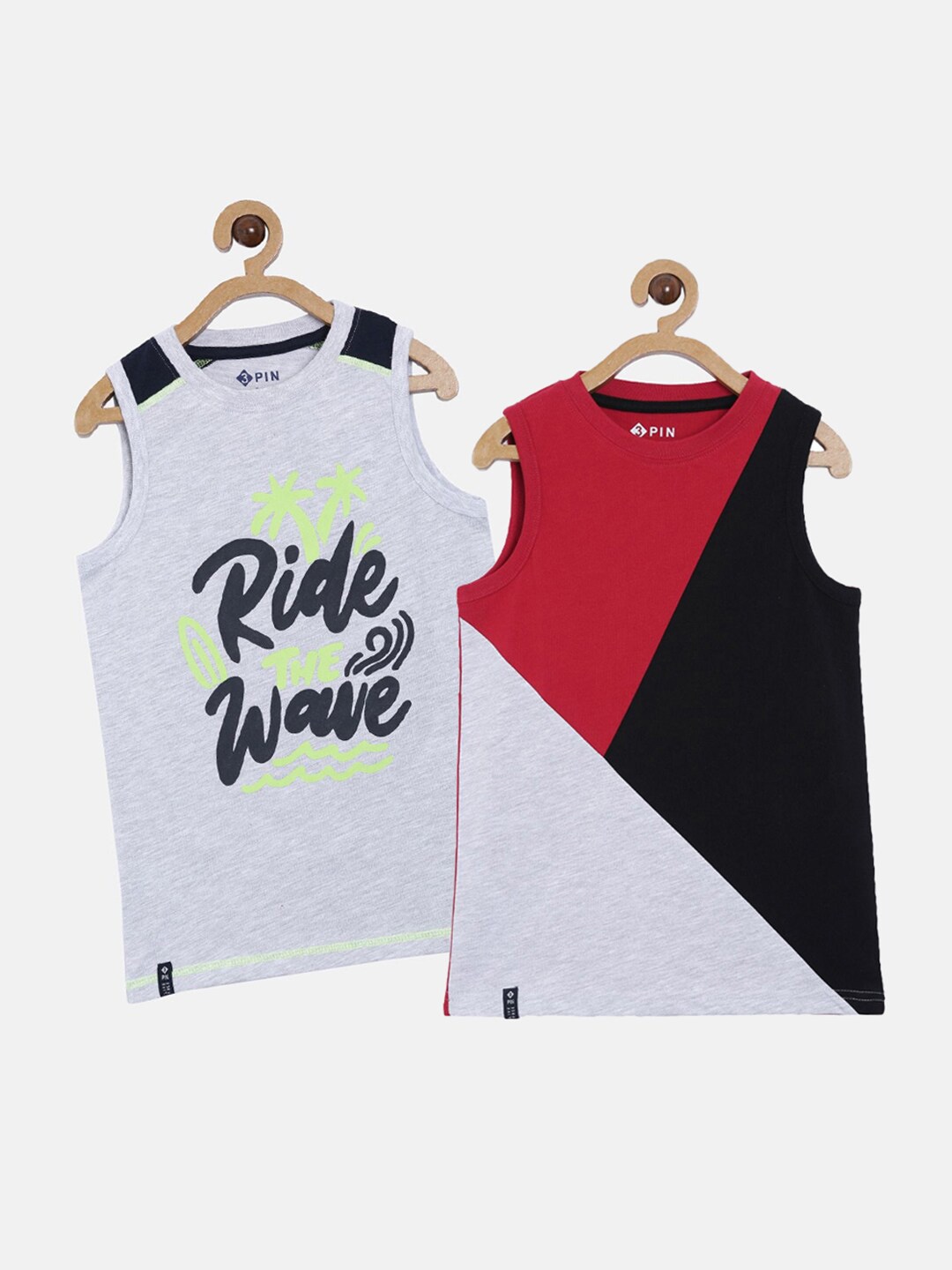 

3PIN Boys Grey & Red 2 Printed Cotton T-shirts