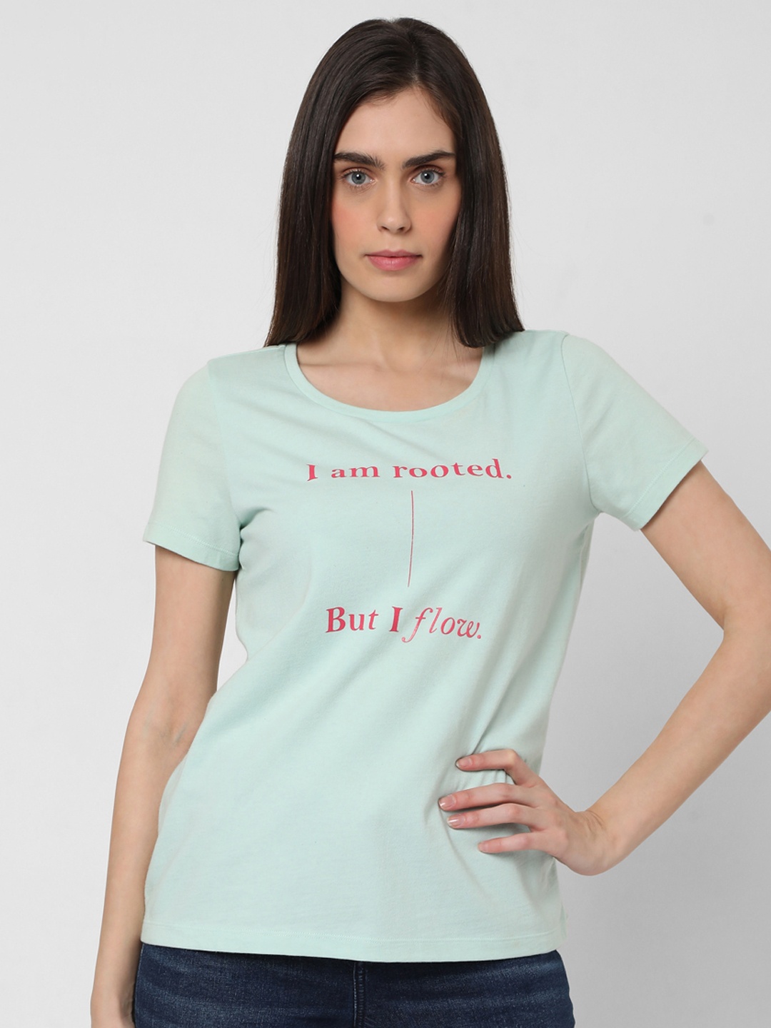 

Vero Moda Women Green Typography Printed T-shirt