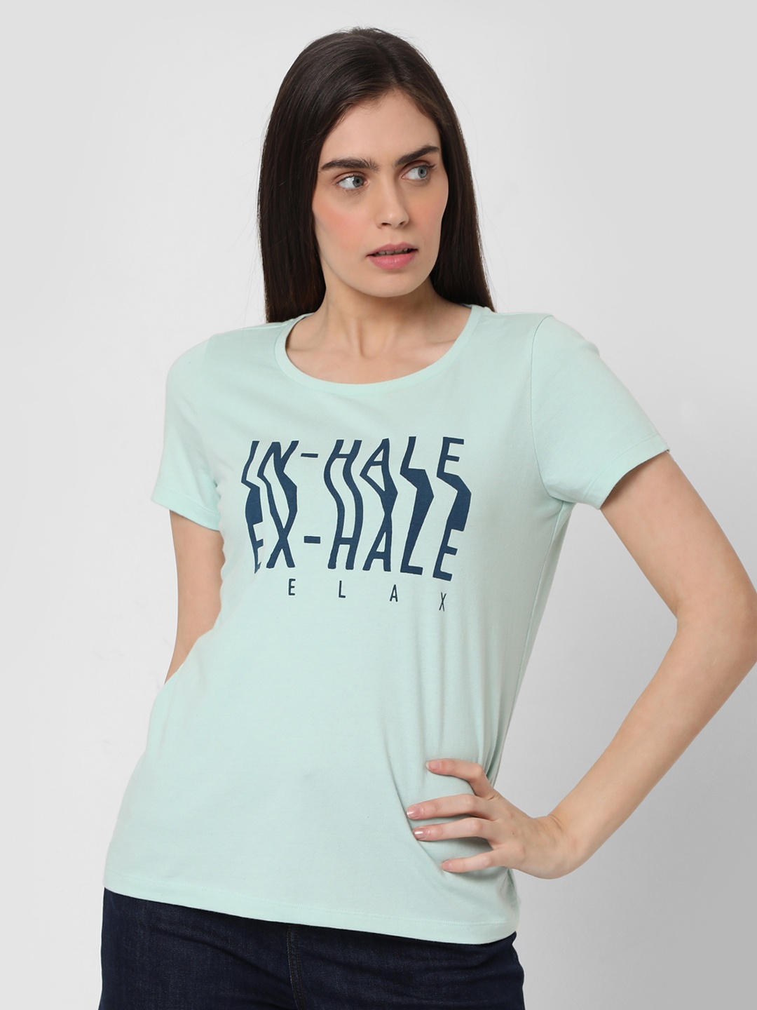 

Vero Moda Women Green Typography Printed T-shirt
