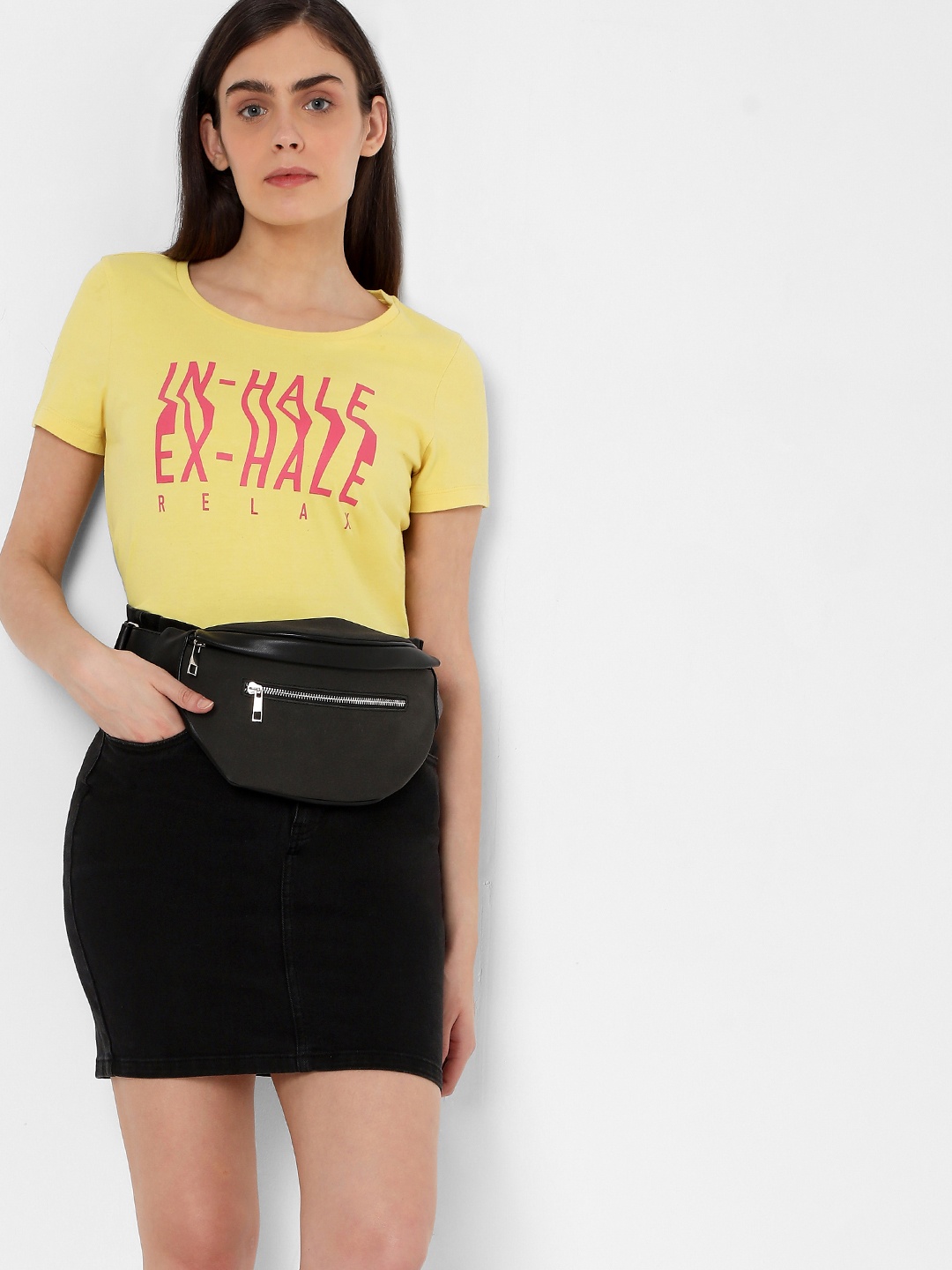 

Vero Moda Women Yellow Typography Printed T-shirt