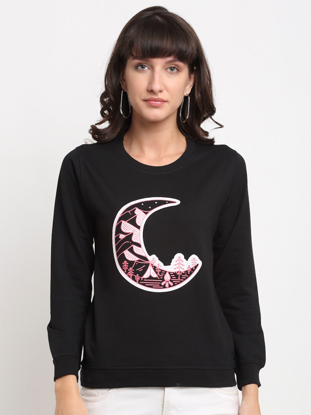 

ANTI CULTURE Women Black & White Graphic Printed Sweatshirt