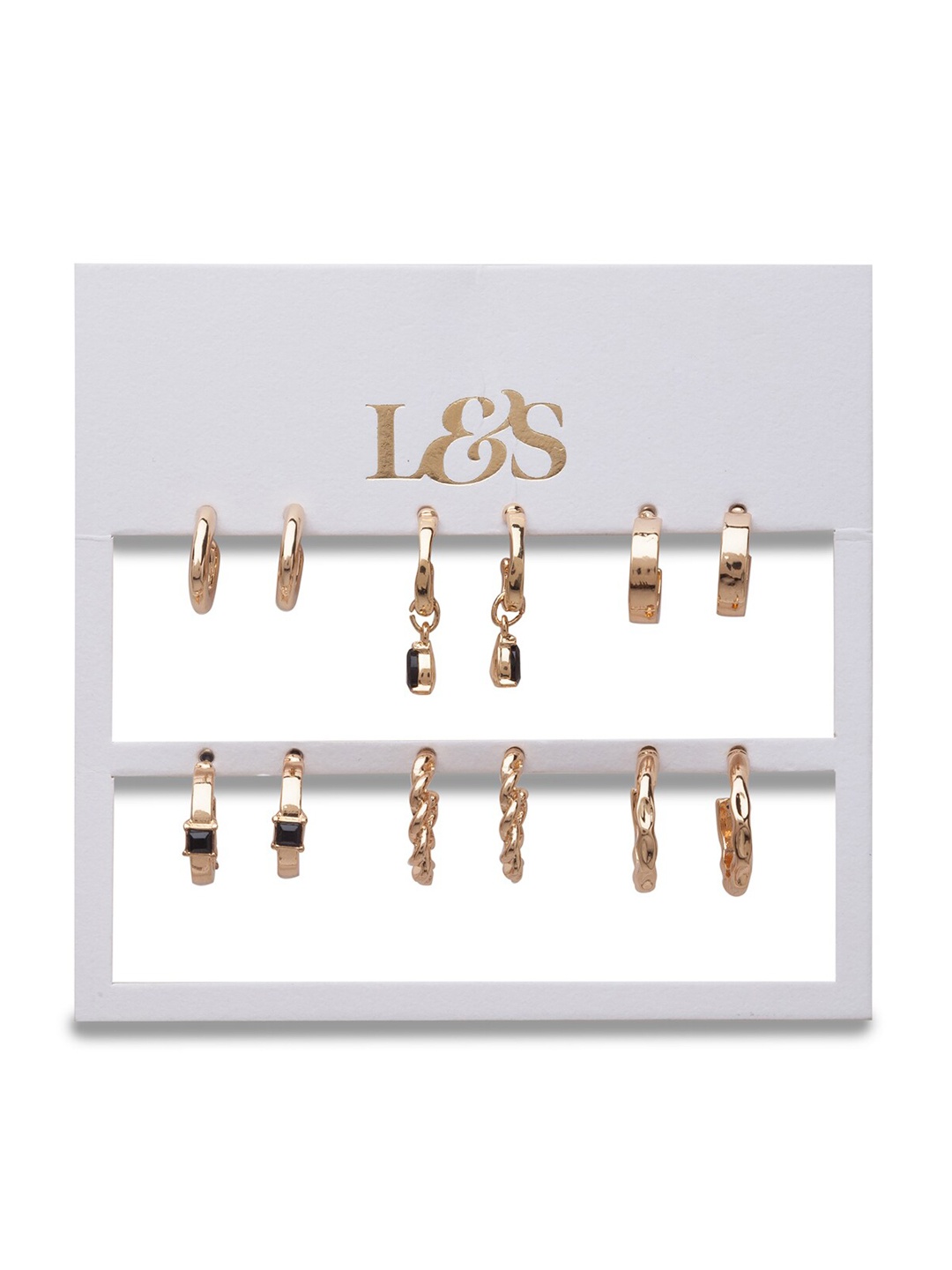 

Lilly & sparkle Set Of 6 Gold-Toned & Plated Contemporary Hoop Earrings