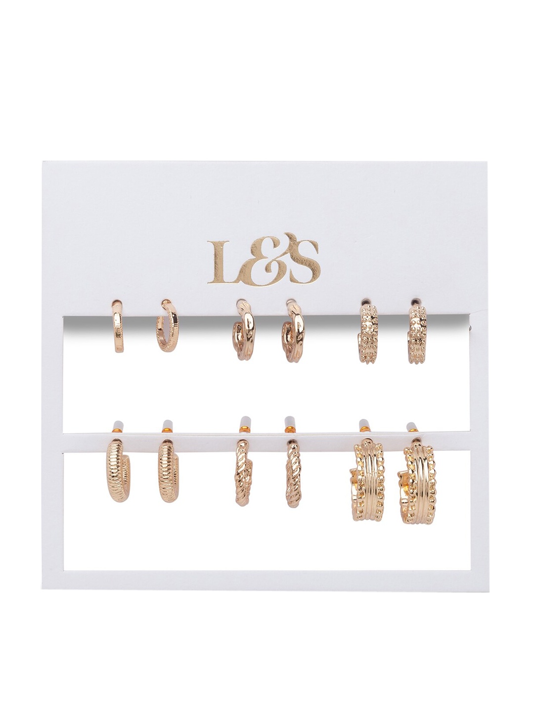 

Lilly & sparkle Set of 6 Gold-Toned Contemporary Half Hoop Earrings