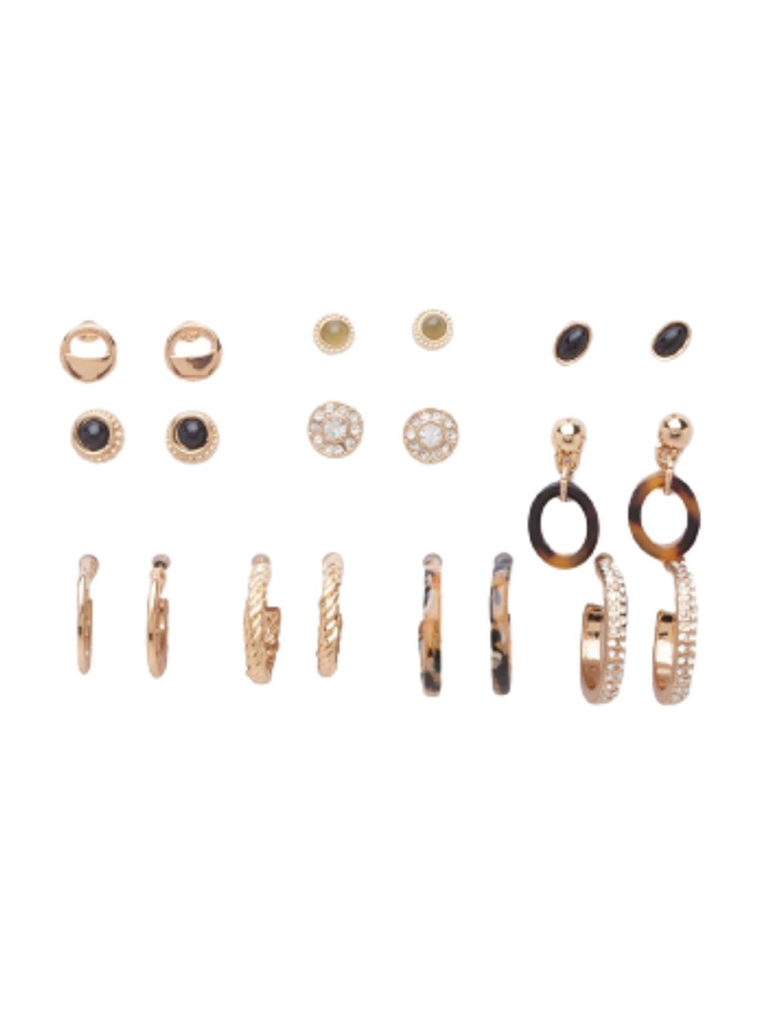

Lilly & sparkle Woman Set of 10 Multicoloured Studs Earrings, Multi