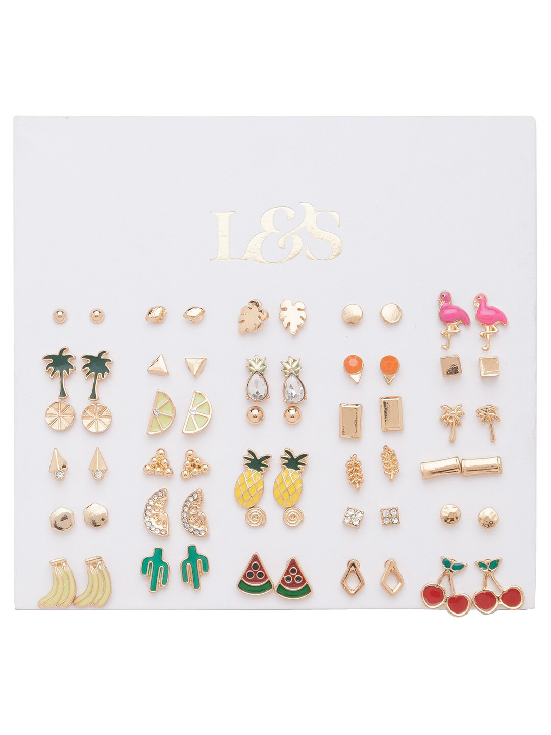 

Lilly & sparkle Set Of 30 Multicoloured Contemporary Studs Earrings, Multi