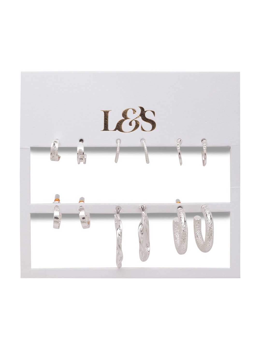 

Lilly & sparkle Set Of 6 Silver-Toned Contemporary Studs Earrings