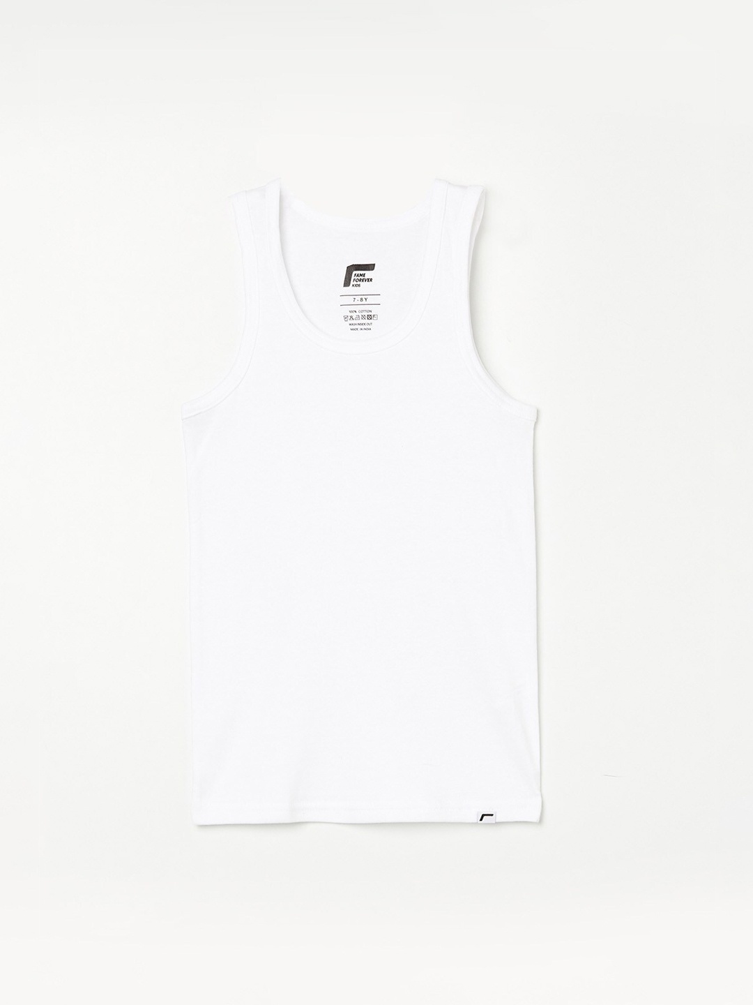 

Fame Forever by Lifestyle Boys White Solid Cotton Innerwear Vests