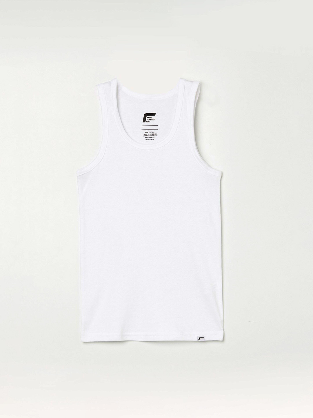

Fame Forever by Lifestyle Boys White Solid Cotton Innerwear Vests