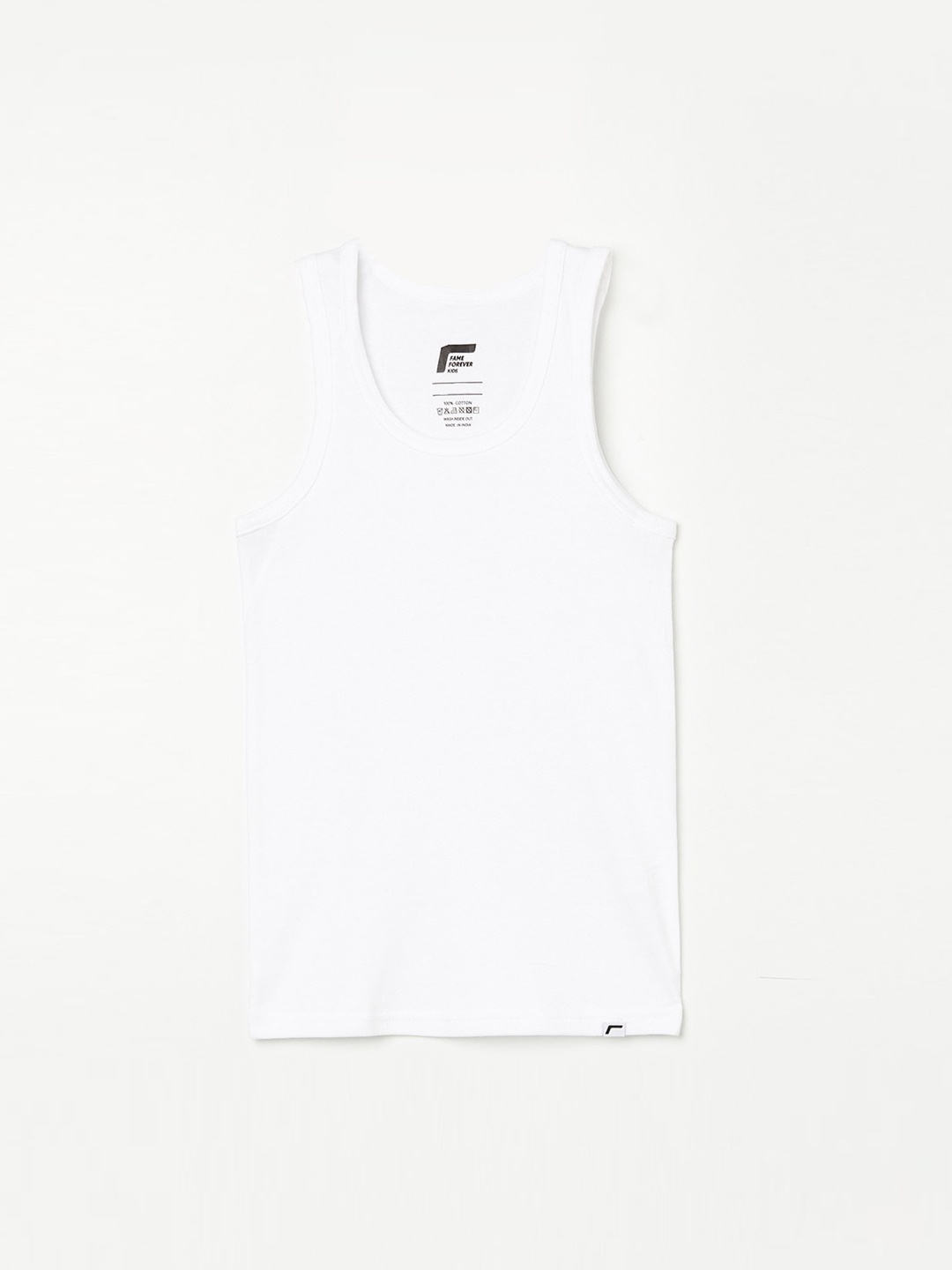 

Fame Forever by Lifestyle Boys White Solid Cotton Innerwear Vests