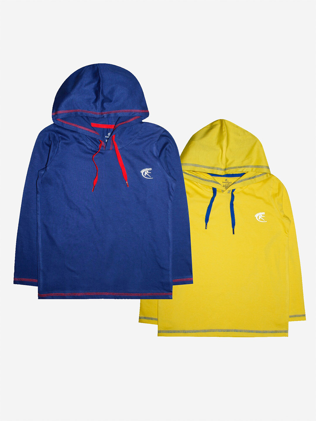 

KiddoPanti Boys Pack of 2 Blue & Yellow Hooded T-shirt