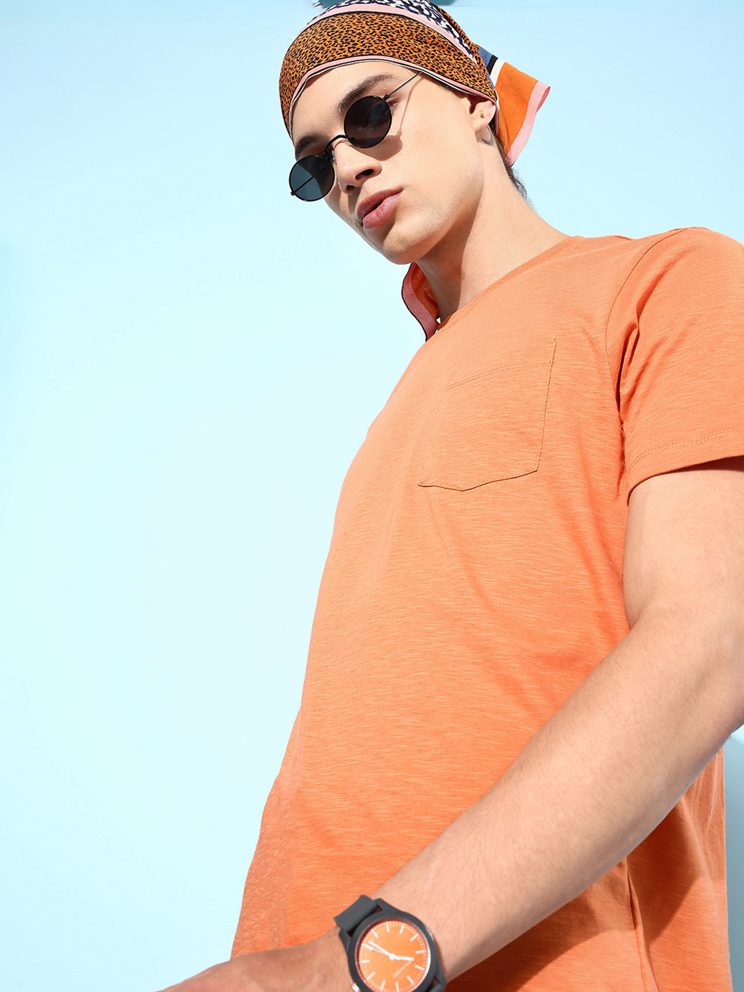 

ether Men Bright Orange Solid Lounge Tshirt