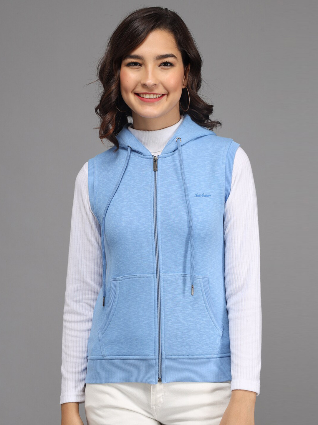 

ANTI CULTURE Women Fleece Blue Sweatshirt