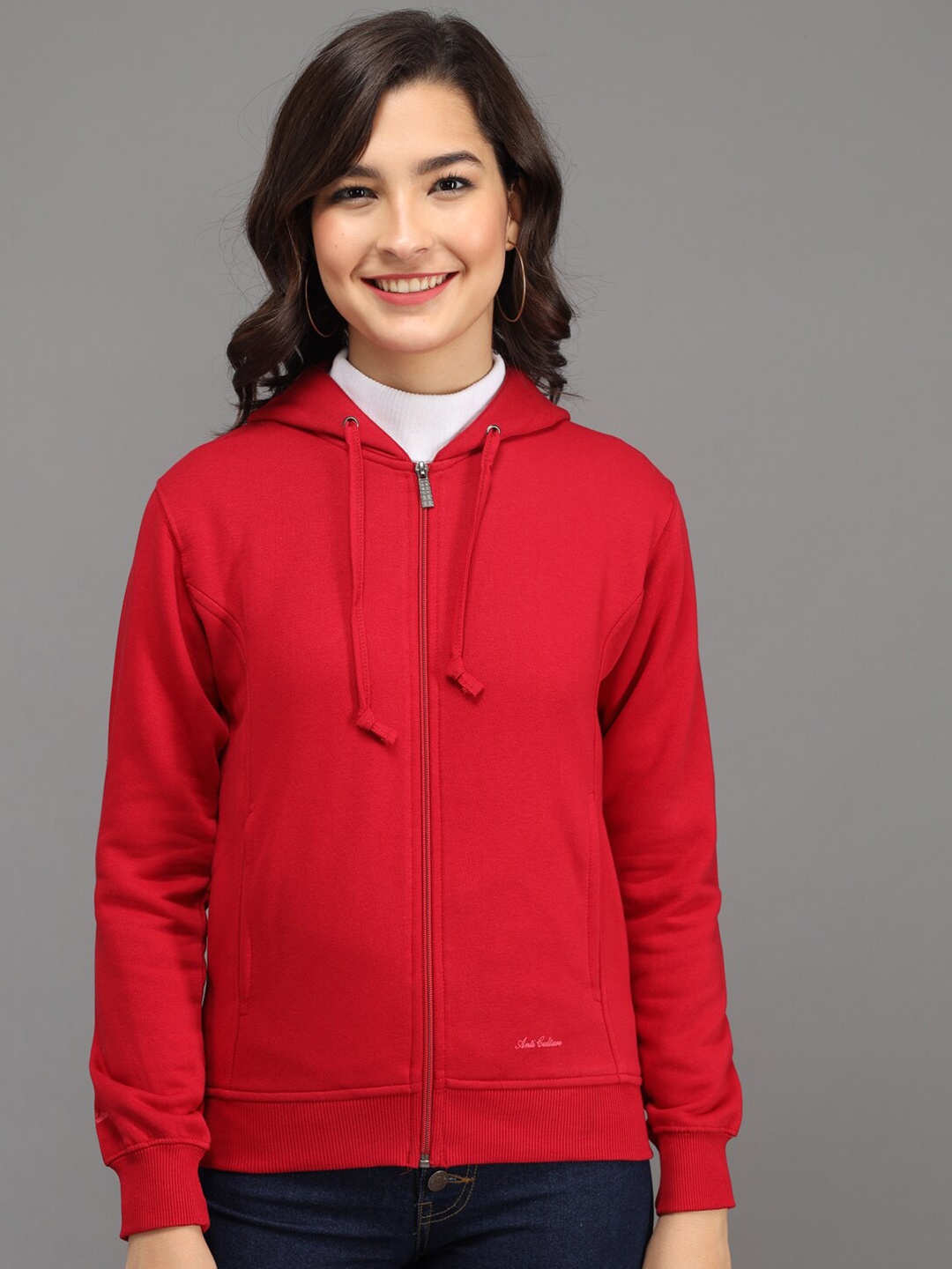 

ANTI CULTURE Women Red Hooded Sweatshirt