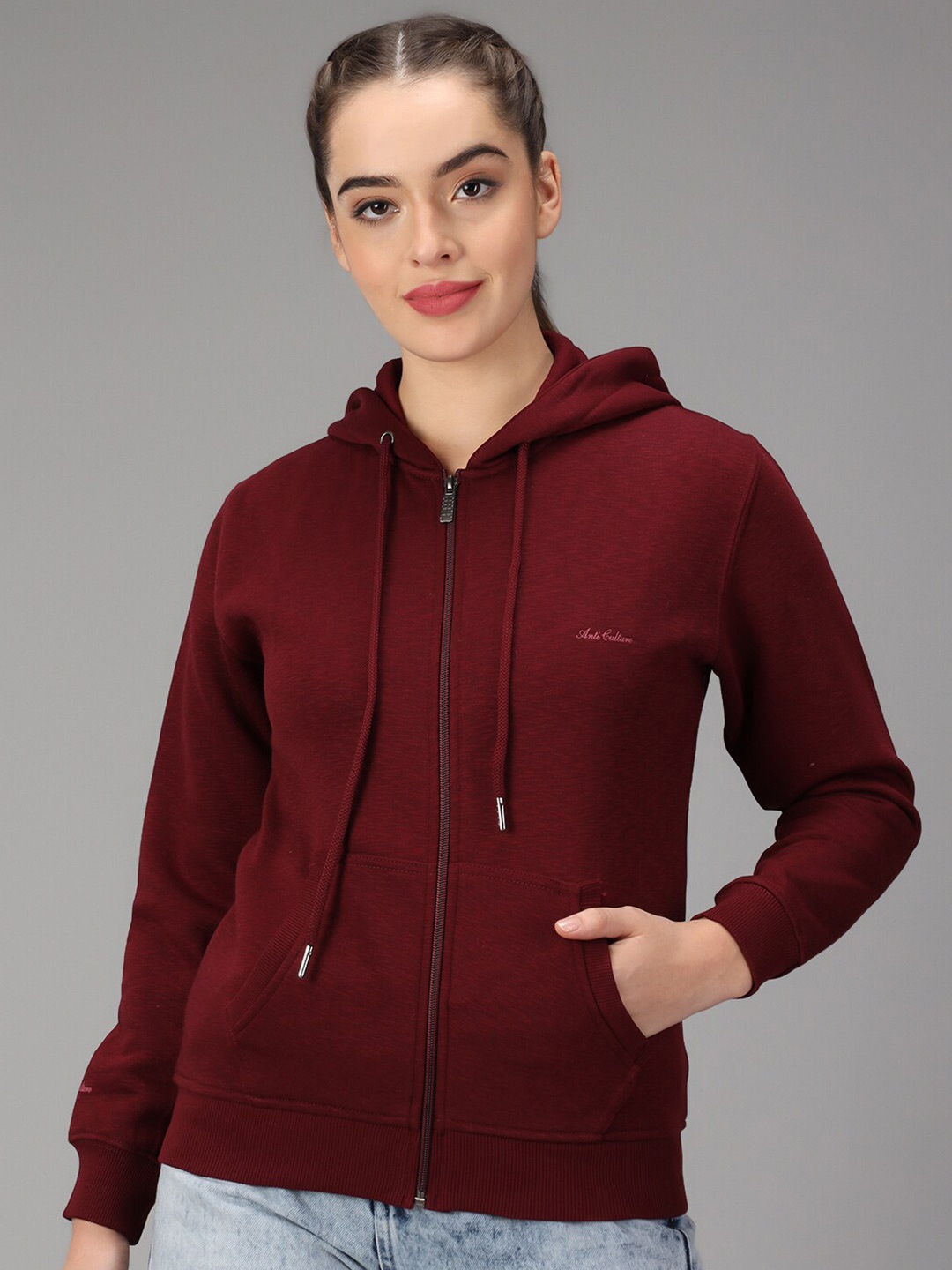 

ANTI CULTURE Women Maroon Sweatshirt
