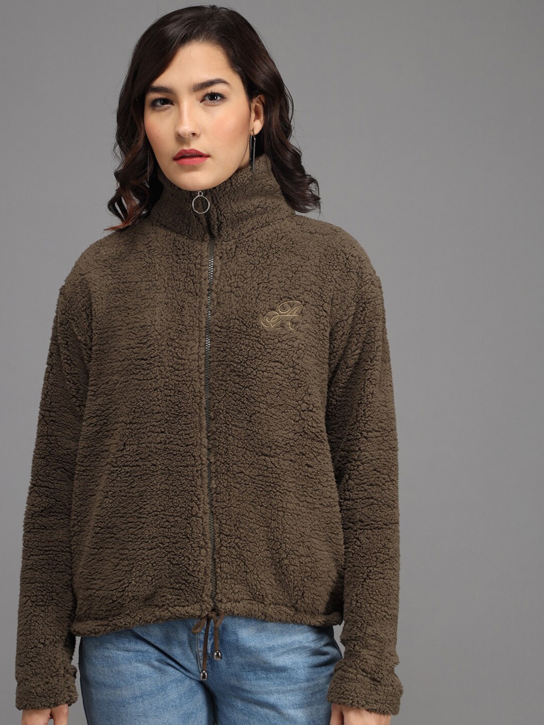 

ANTI CULTURE Women Olive Green Sweatshirt
