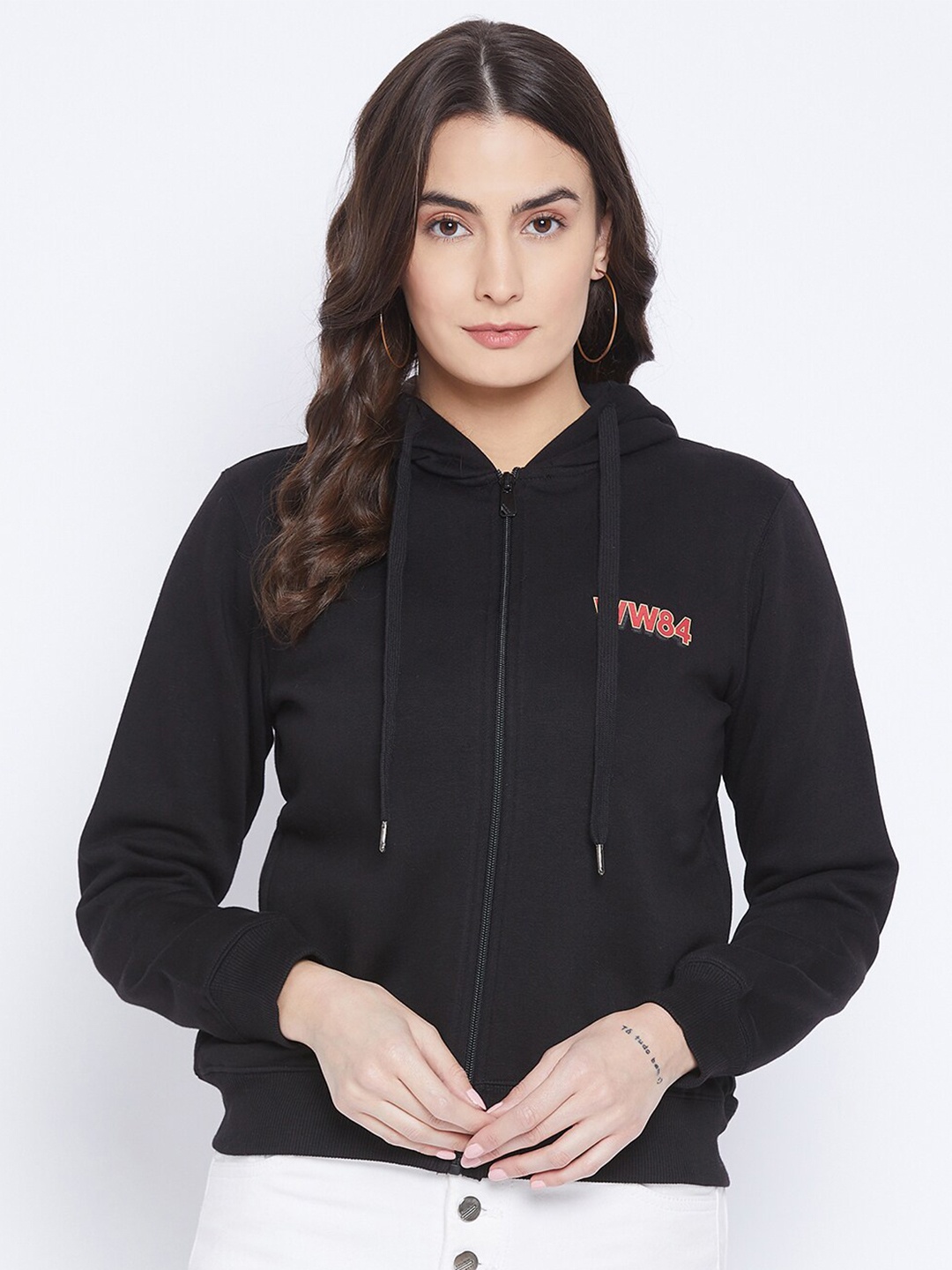 

Madame Women Black Hooded Sweatshirt