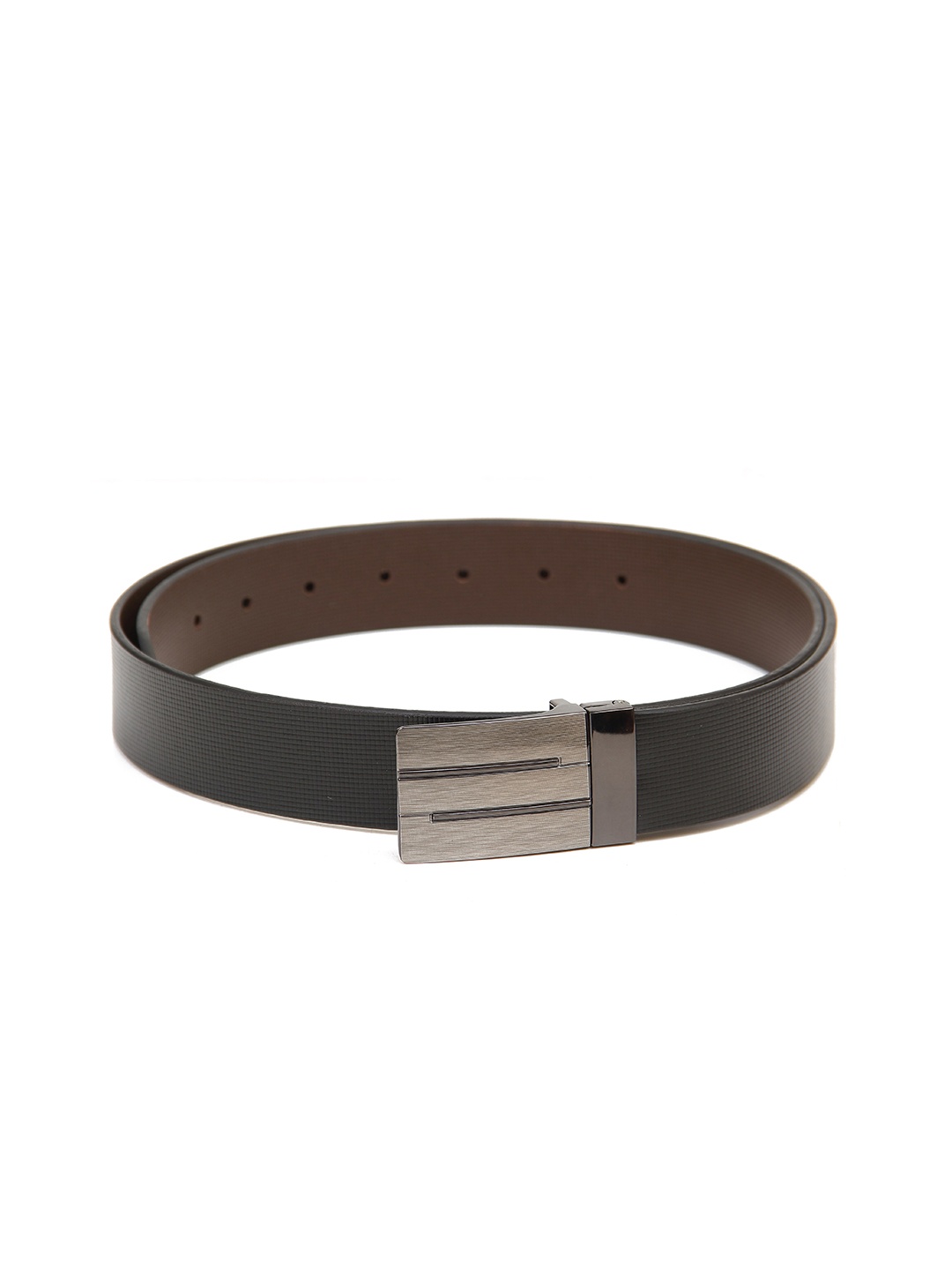 

Calvadoss Men Black & Brown Textured Genuine Leather Reversible Formal Belt