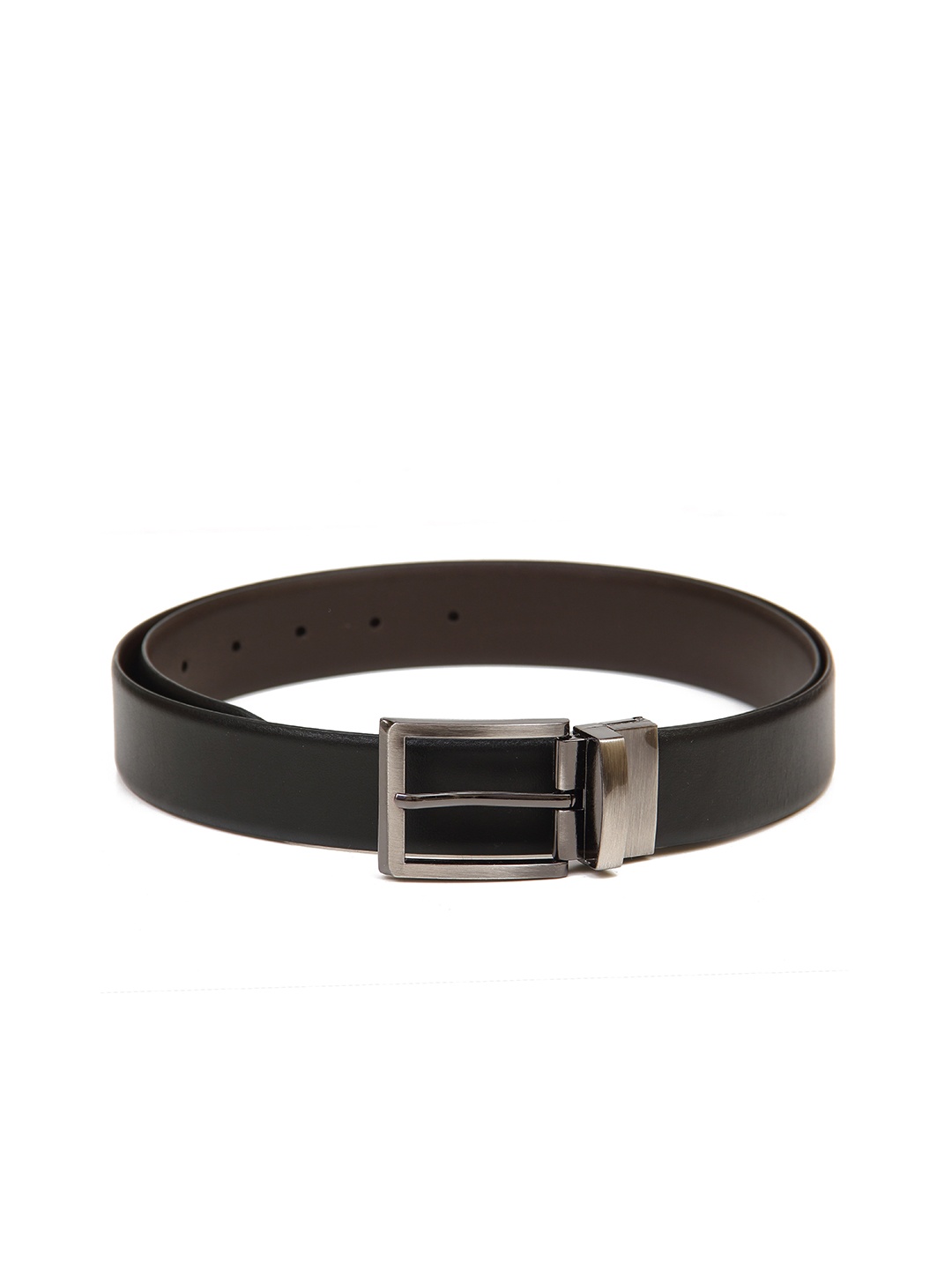 

Calvadoss Men Black & Brown Textured Genuine Leather Reversible Belt