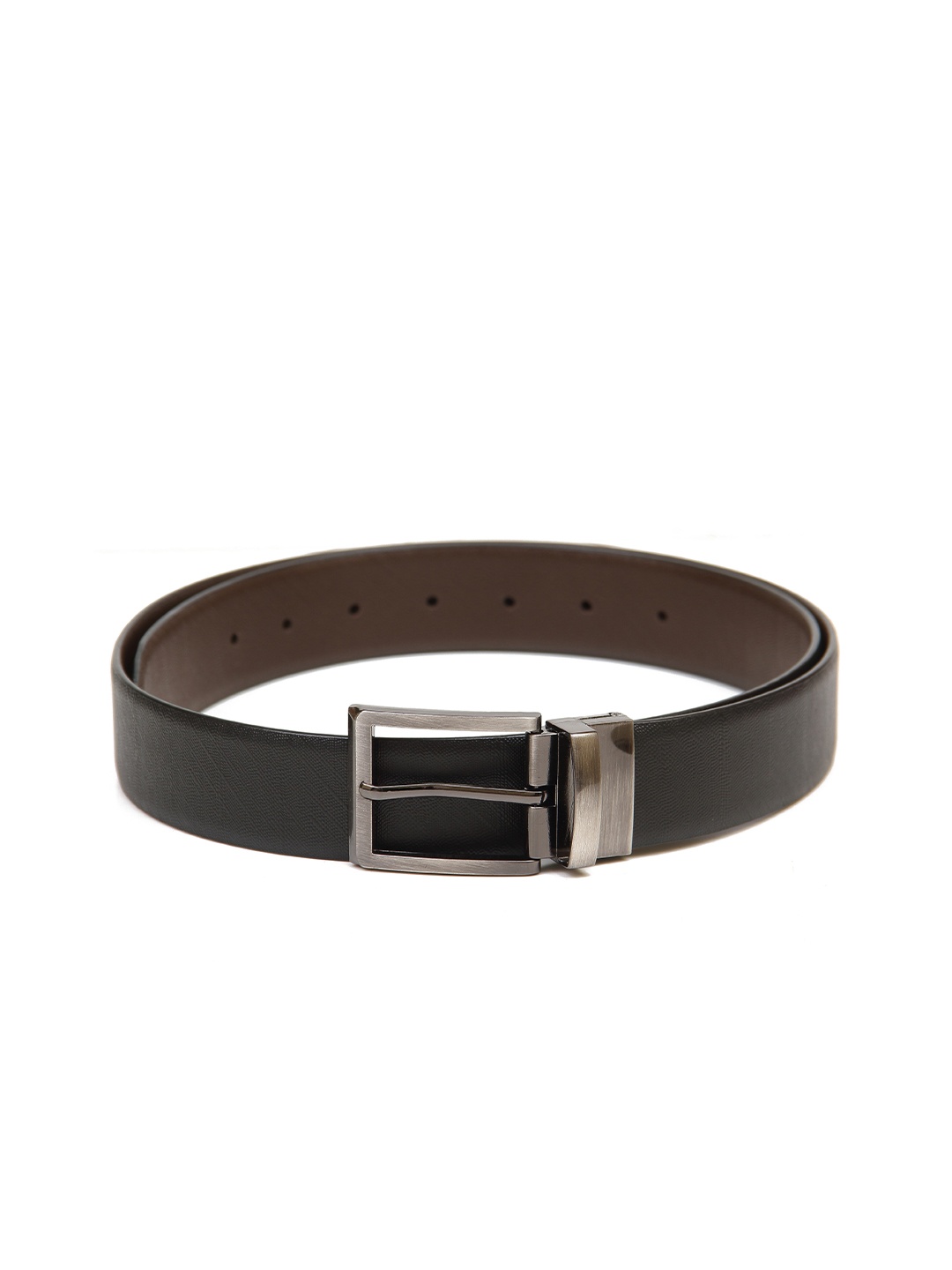 

Calvadoss Men Black & Brown Textured Leather Reversible Formal Belt