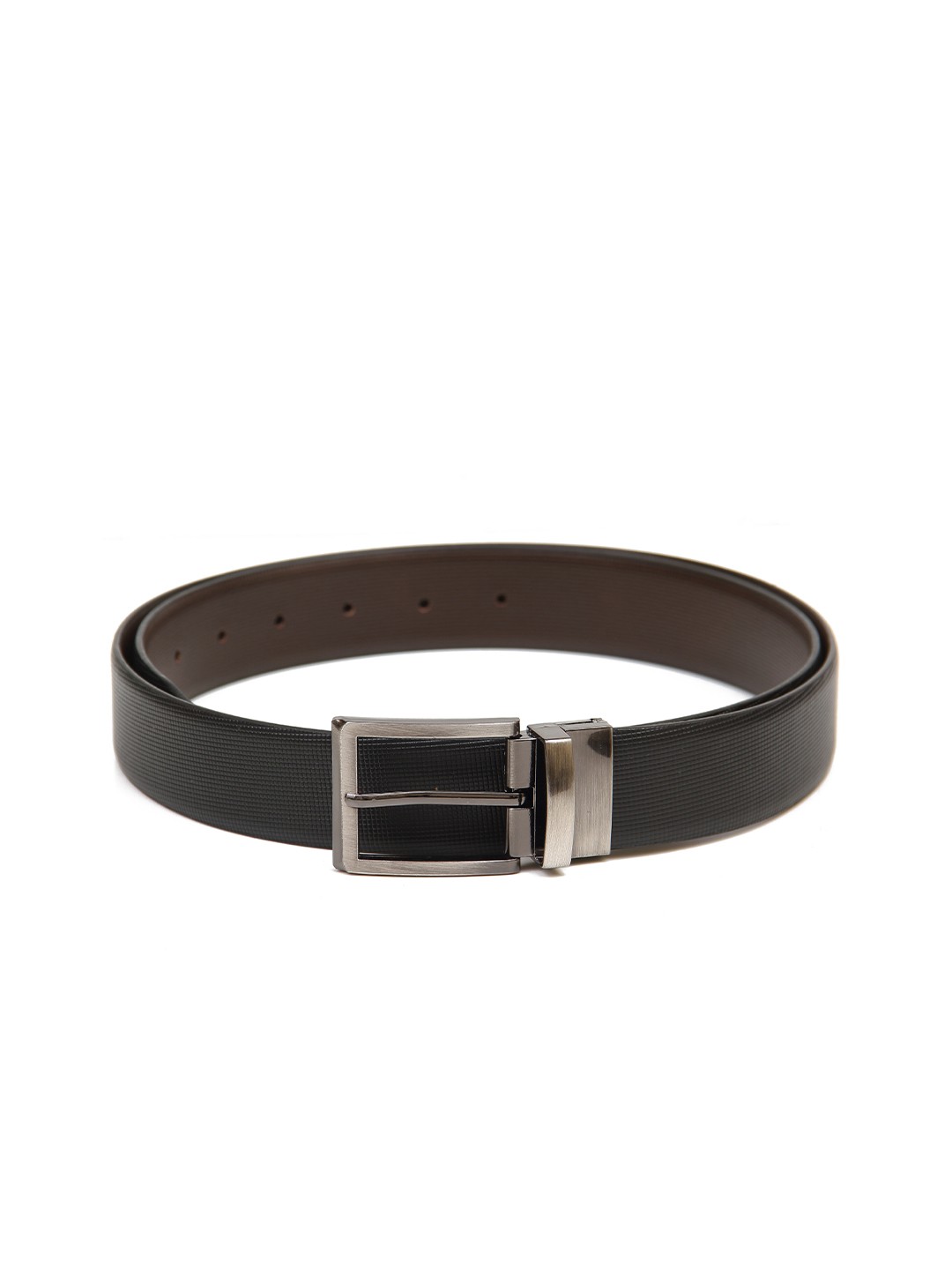 

Calvadoss Men Black Textured Leather Reversible Formal Belt