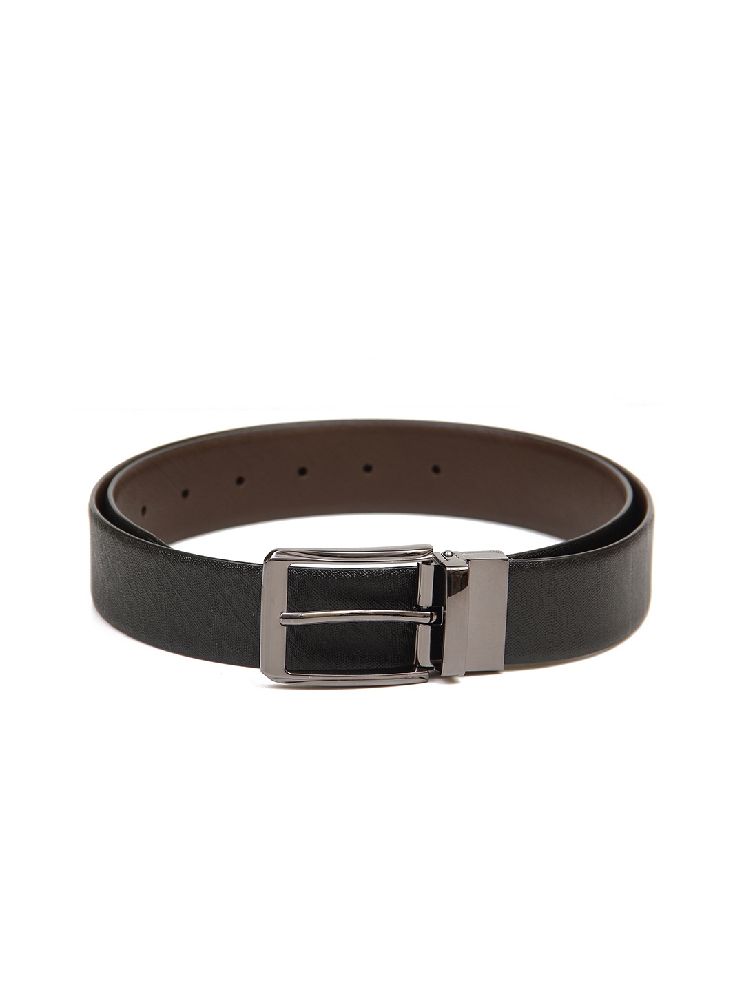 

Calvadoss Men Black & Brown Textured Genuine Leather Reversible Formal Belt