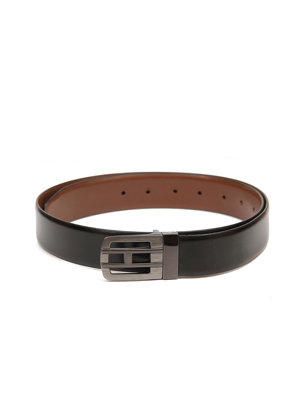 

Calvadoss Men Black & Brown Textured Genuine Leather Reversible Belt