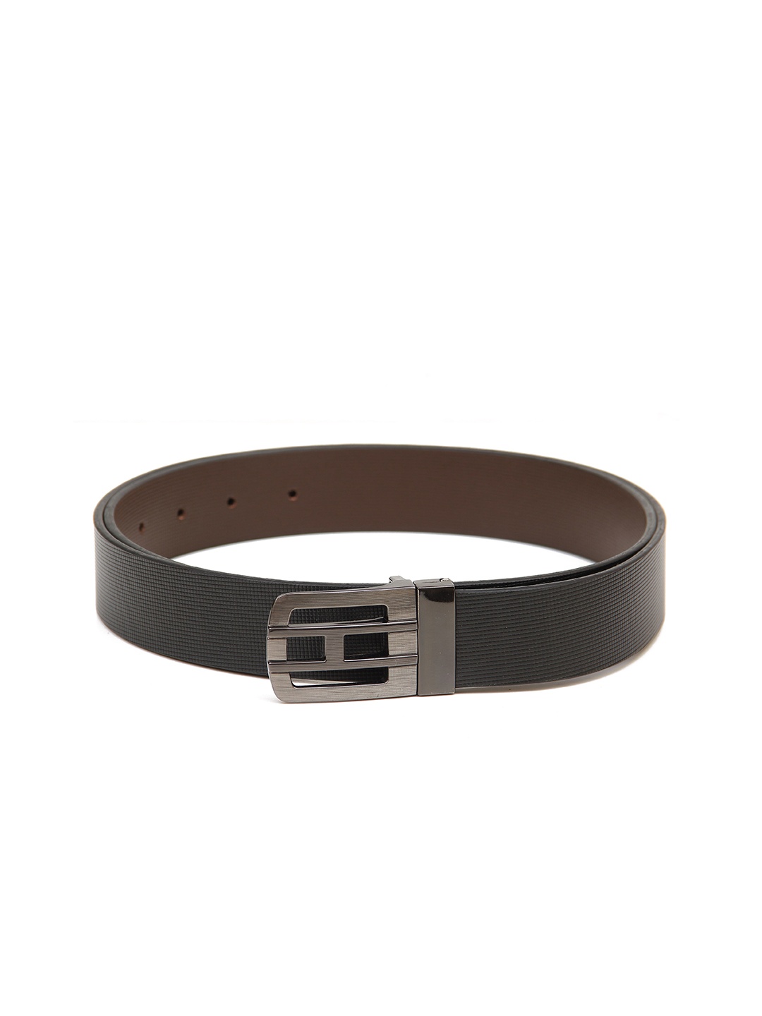 

Calvadoss Men Black Textured Leather Reversible Formal Belt