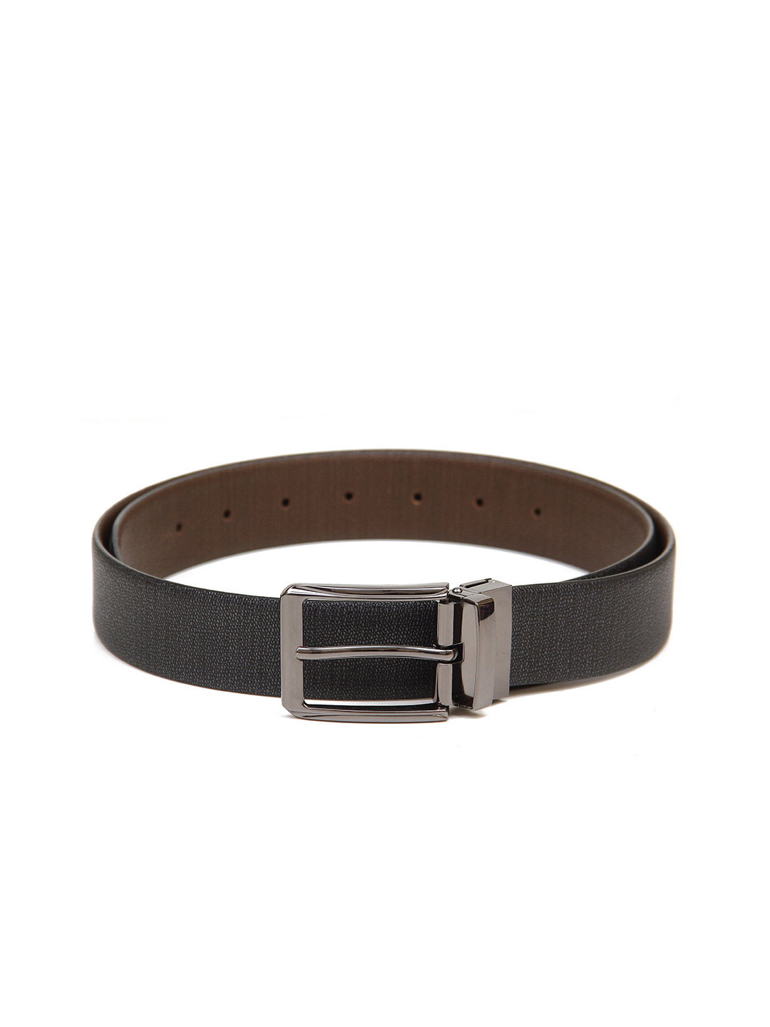 

Calvadoss Men Black Textured Reversible Leather Belt