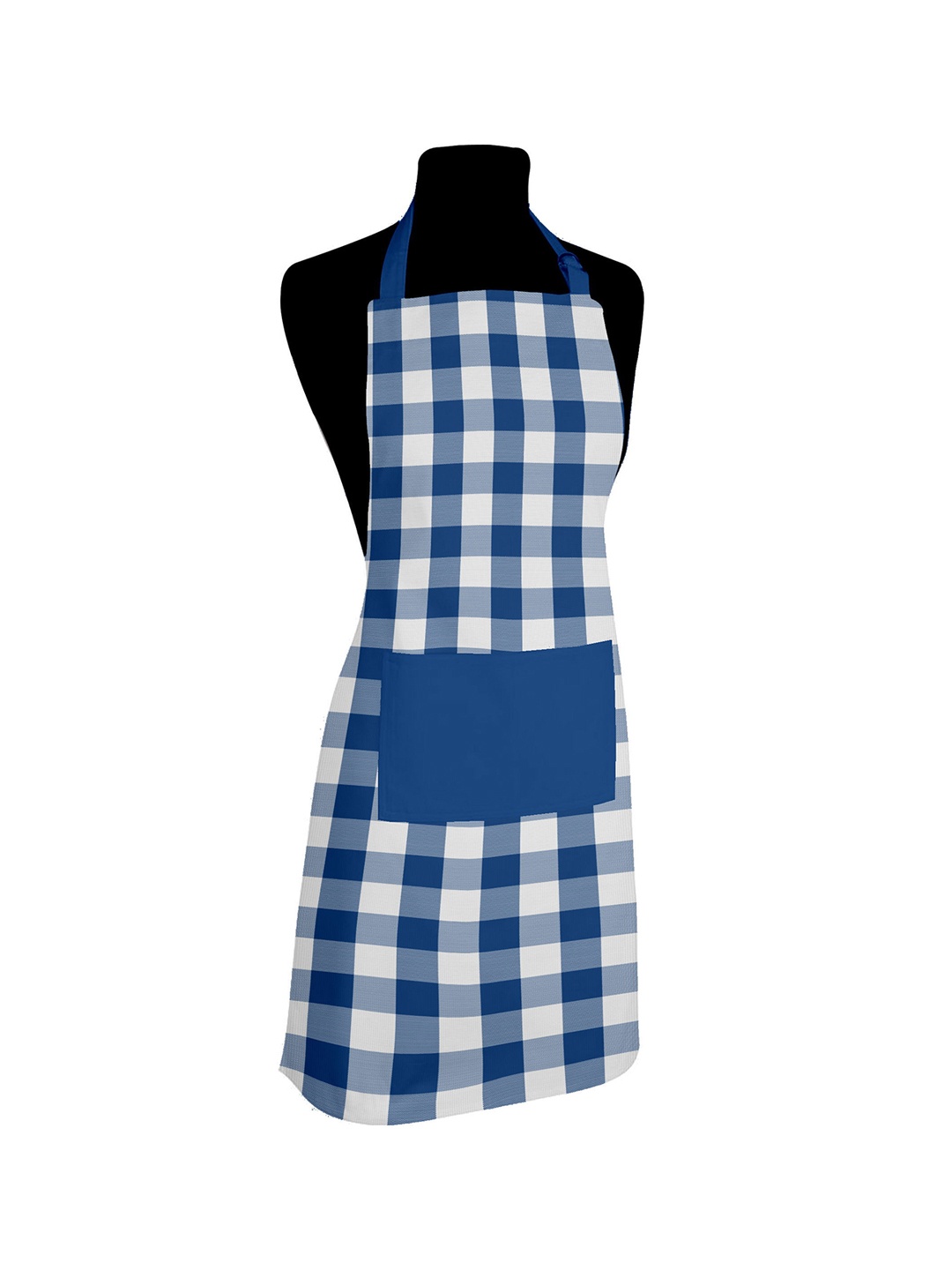 

Lushomes Blue & White Checked Cotton Apron, Multi