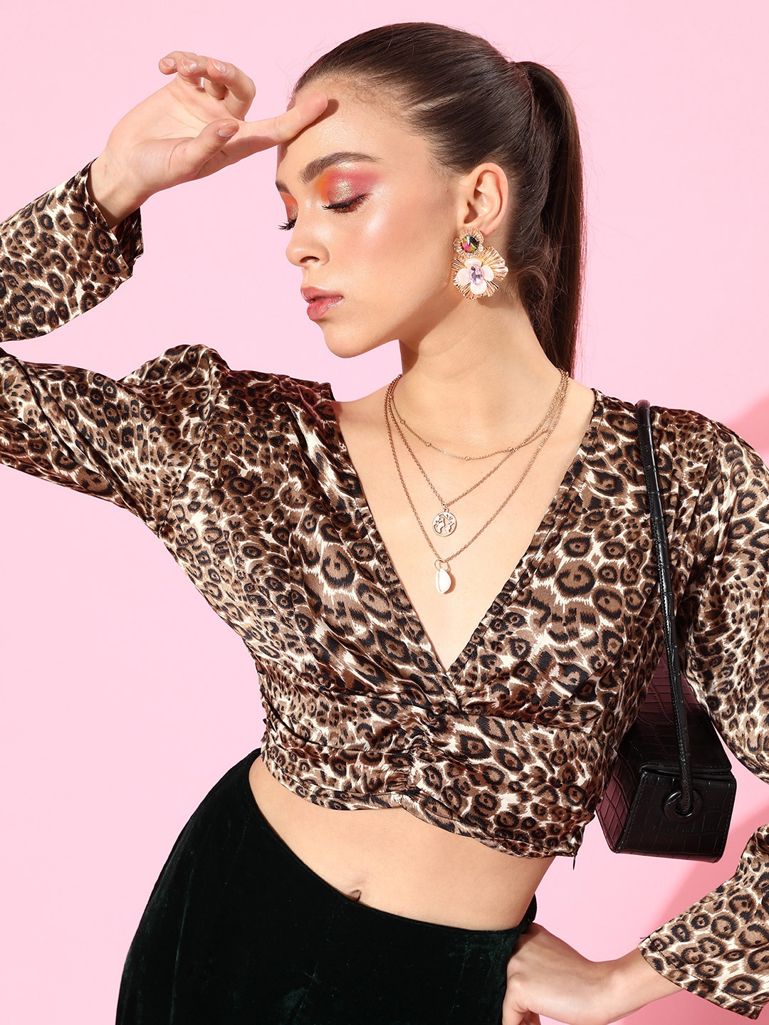 

SCORPIUS Women Classy Beige Animal Printed Top