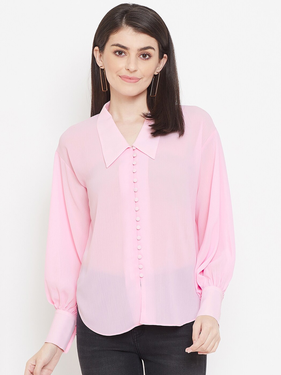 

Madame Women Pink Opaque Casual Shirt