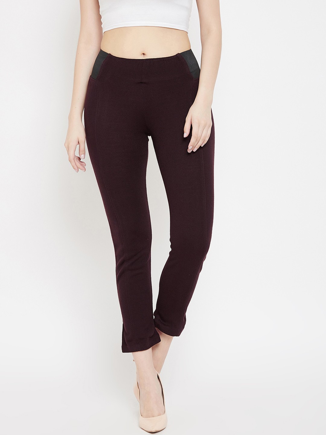 

Madame Women Brown Skinny Fit Cigerette Trousers