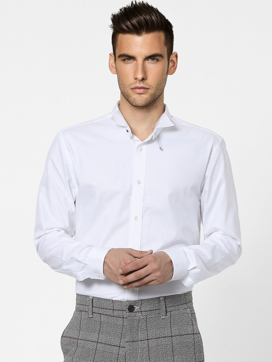 

Jack & Jones Men White Opaque Printed Cotton Casual Shirt
