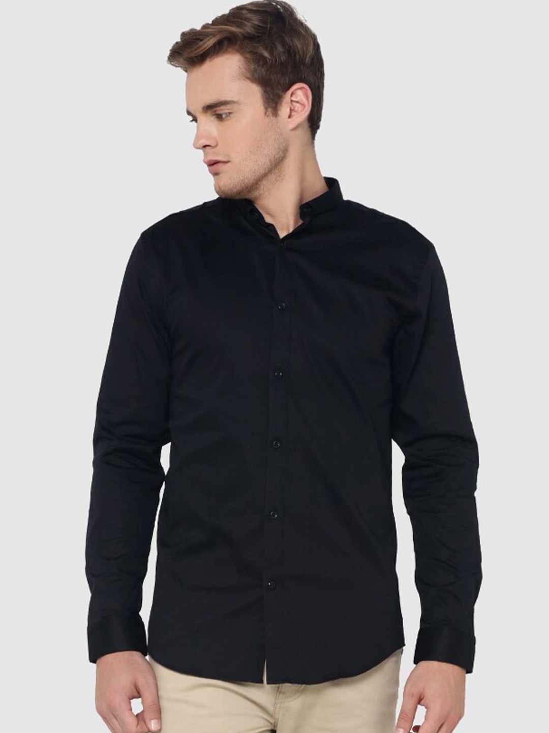 

Jack & Jones Men Black Slim Fit Opaque Casual Shirt