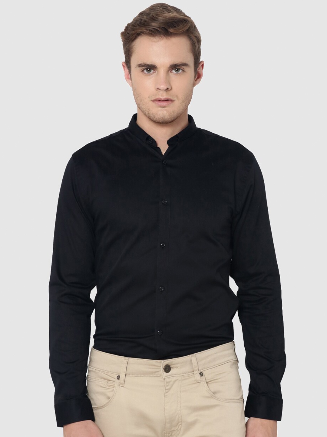 

Jack & Jones Men Black Slim Fit Opaque Casual Shirt