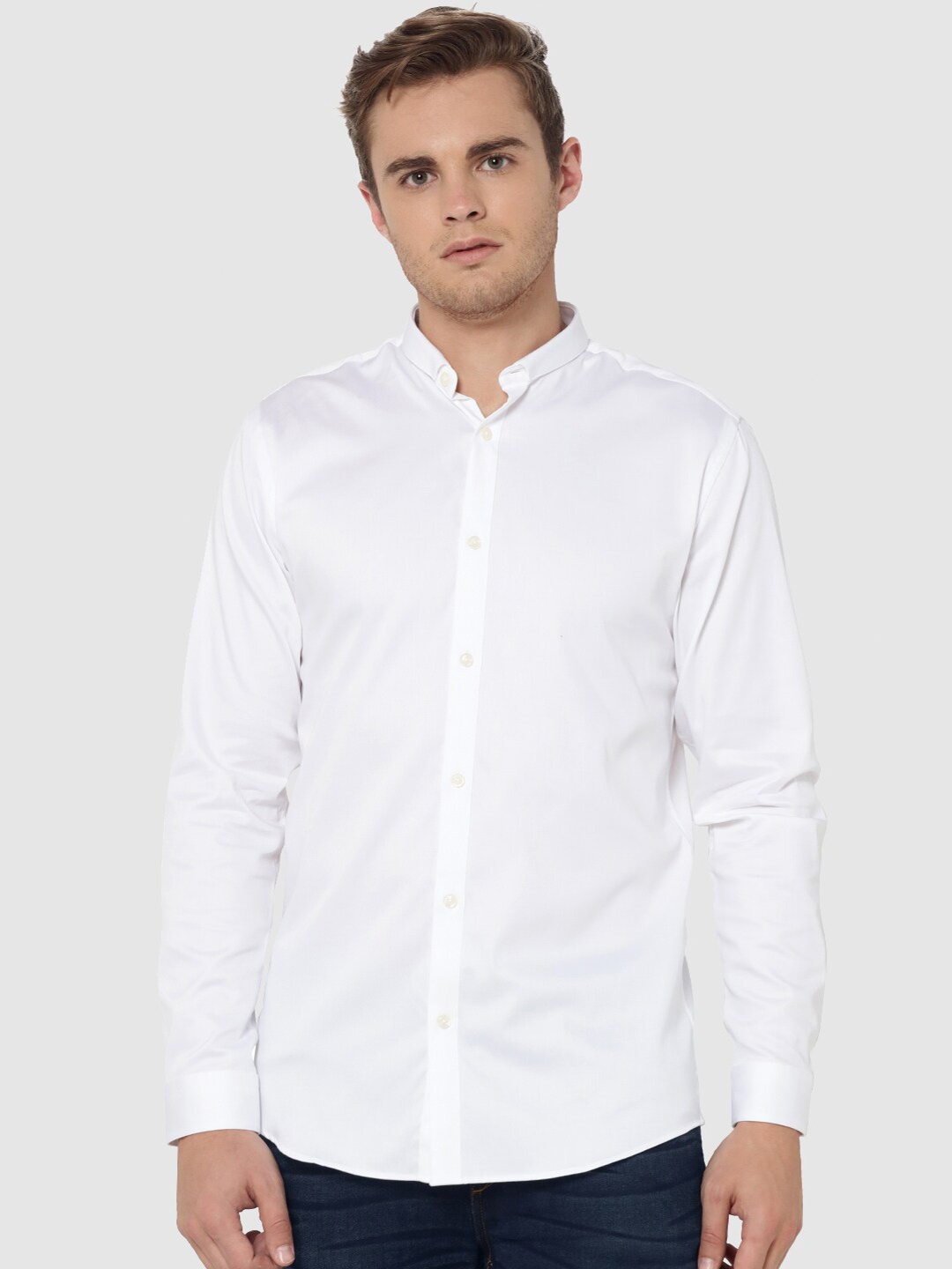

Jack & Jones Men White Slim Fit Opaque Cotton Casual Shirt