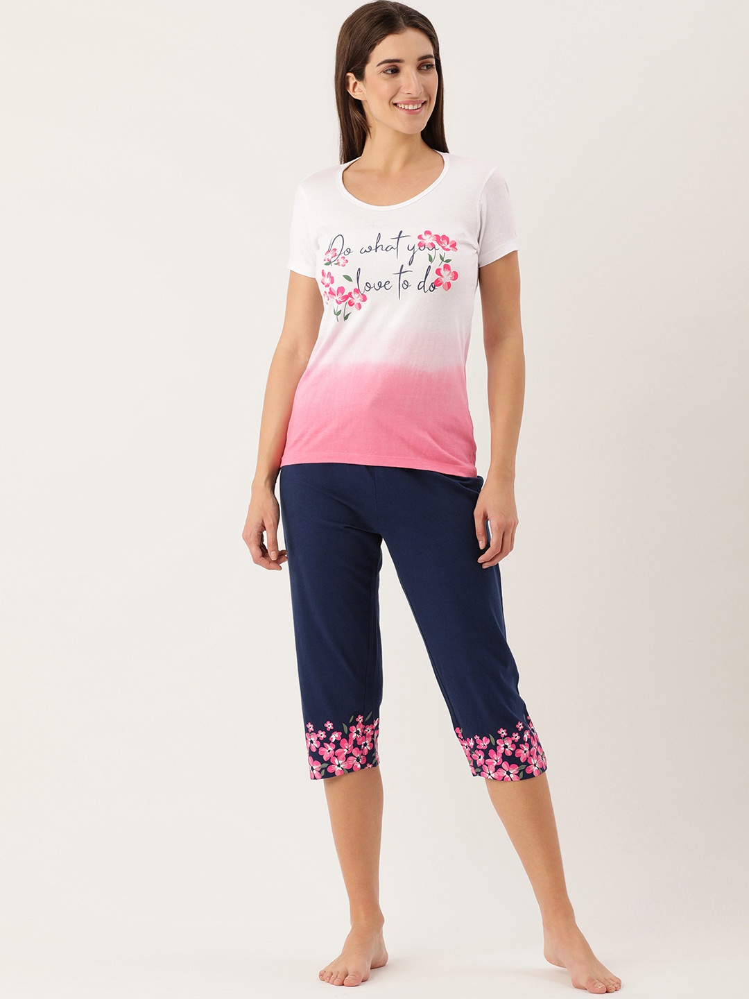 

Slumber Jill Women Pink & Blue Printed Night suit