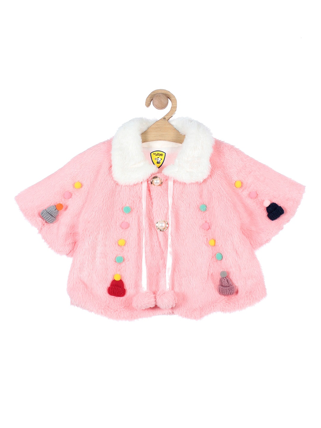 

Lil Lollipop Girls Pink & Yellow Embellished Button Shrug