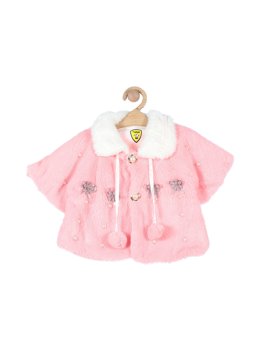 

Lil Lollipop Girls Pink & White Embellished Button Shrug