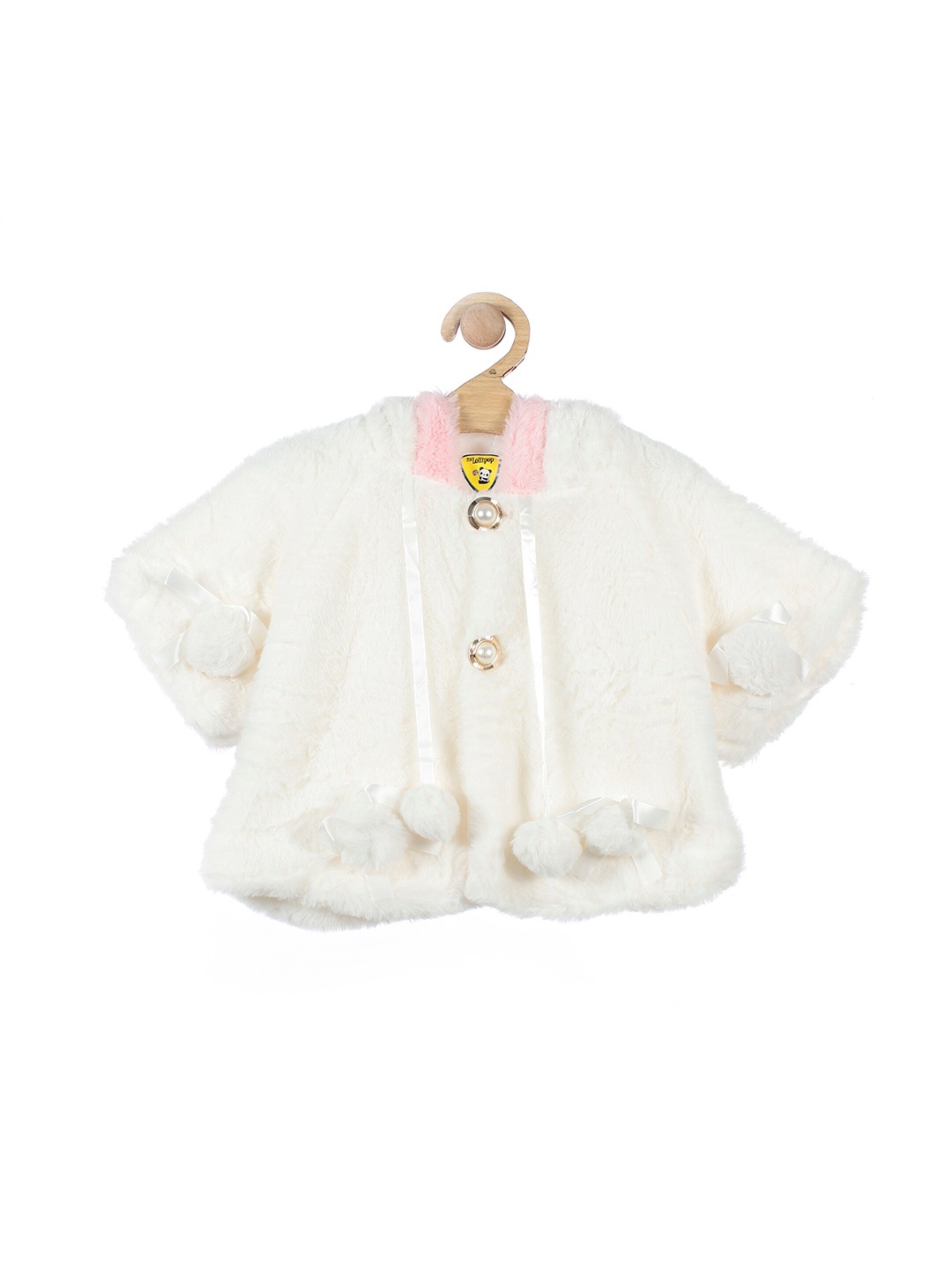 

Lil Lollipop Girls White & Pink Embellished Button Shrug