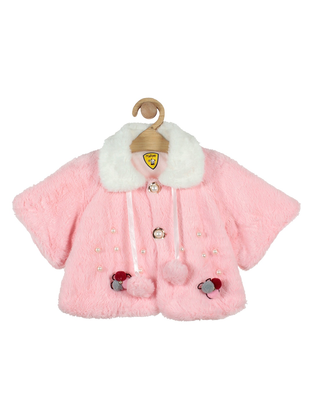 

Lil Lollipop Girls Pink & White Embellished Tie-Up Shrug