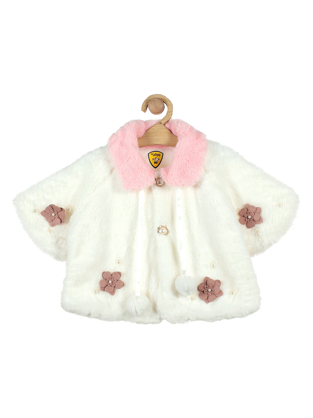 

Lil Lollipop Girls White & Pink Embellished Button Shrug