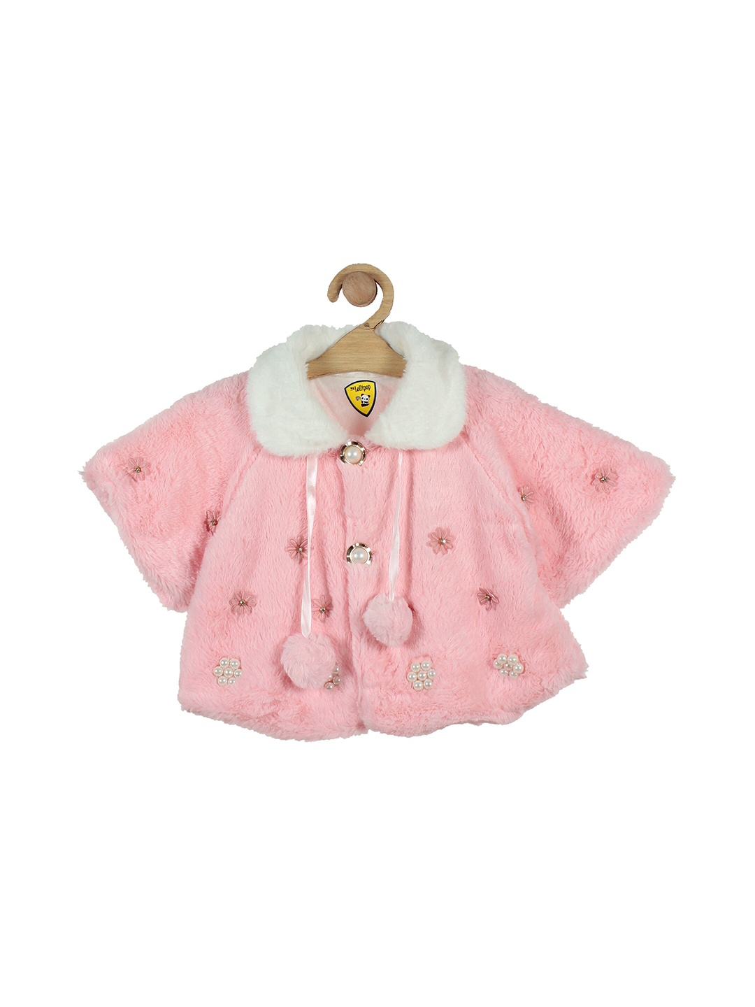 

Lil Lollipop Girls Pink & White Embellished Button Shrug