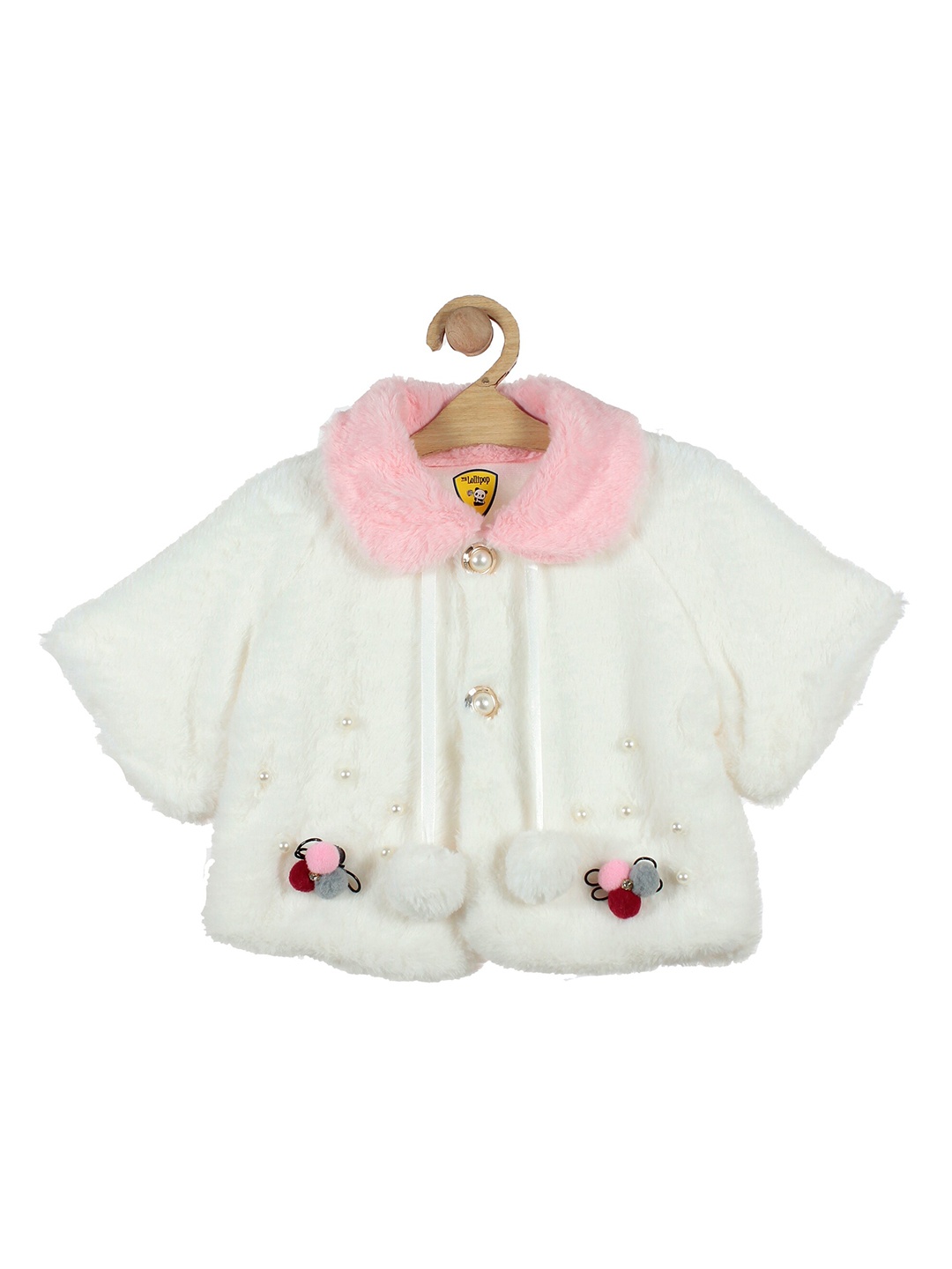 

Lil Lollipop Girls White & Pink Embellished Tie-Up Shrug