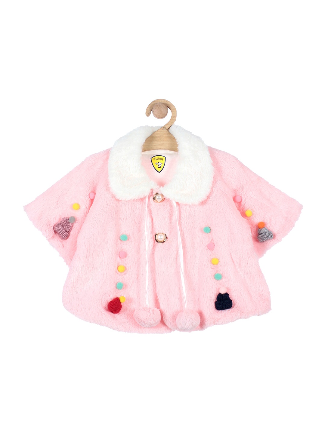 

Lil Lollipop Girls Pink & White Embellished Button Shrug