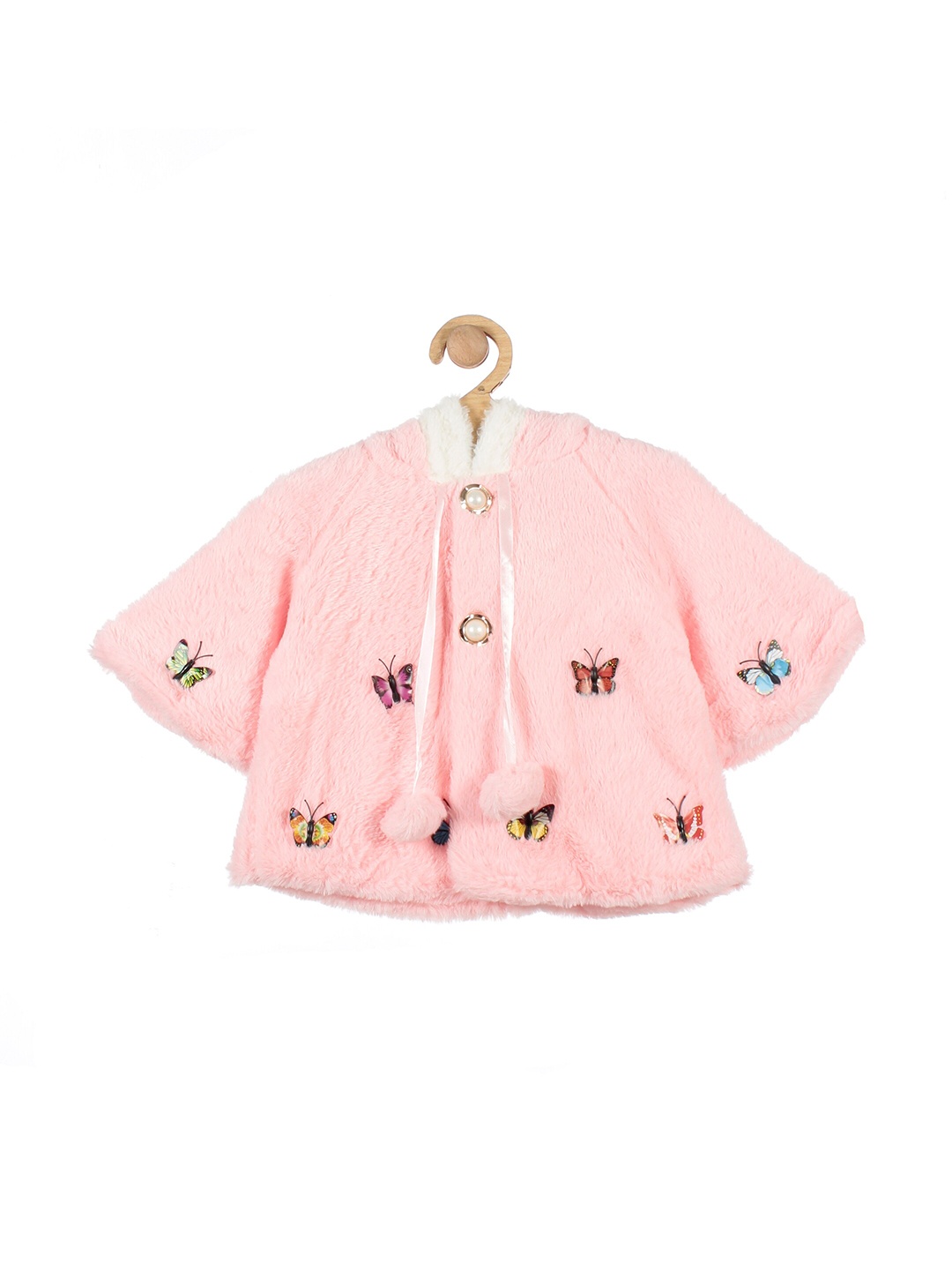 

Lil Lollipop Girls Pink & White Embellished Button Shrug