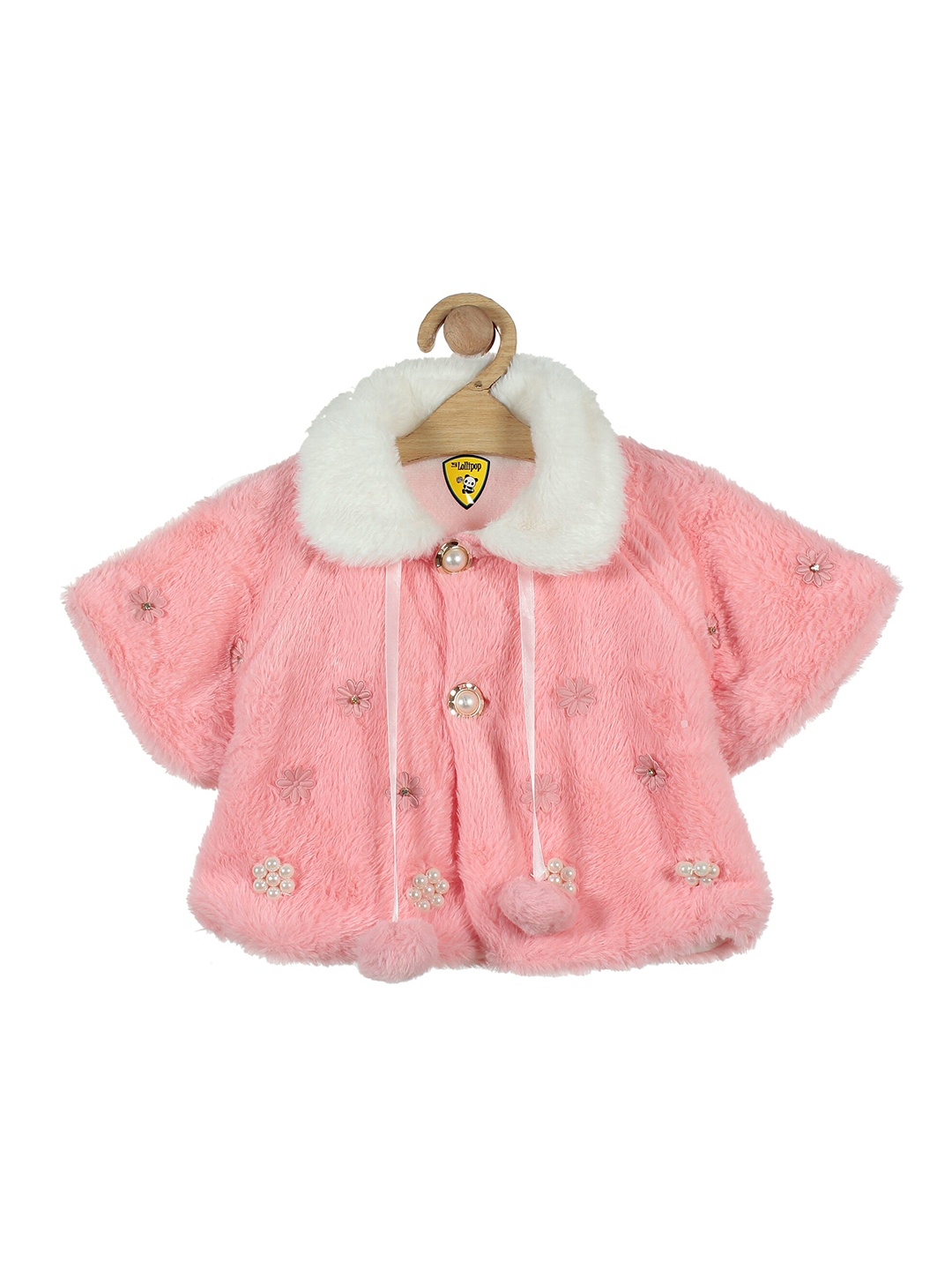 

Lil Lollipop Girls Fuchsia & White Embellished Tie-Up Shrug