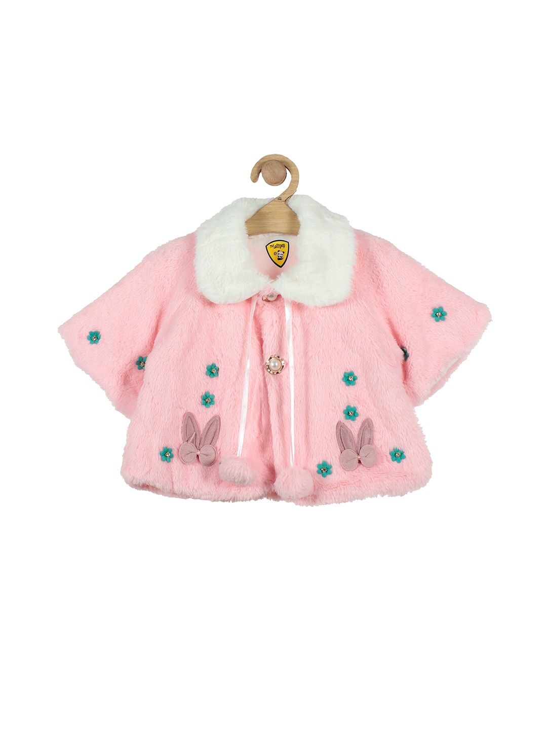 

Lil Lollipop Girls Pink & White Embellished Button Shrug