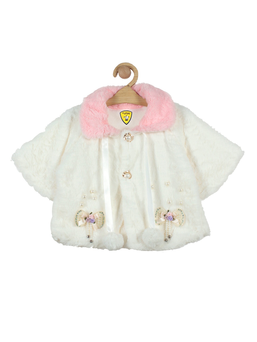 

Lil Lollipop Girls White & Pink Embellished Button Shrug