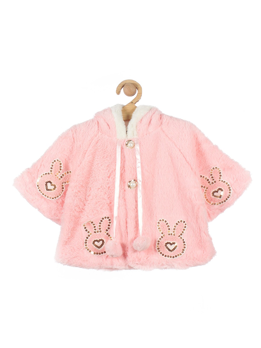 

Lil Lollipop Girls Pink & White Embellished Button Shrug